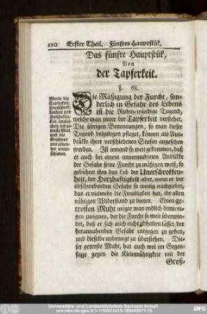 Das fünfte Hauptstük, Von der Tapferkeit.