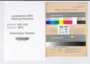 Entnazifizierung Friedrich Duennhaupt , geb. 03.11.1913 (Lehrer)