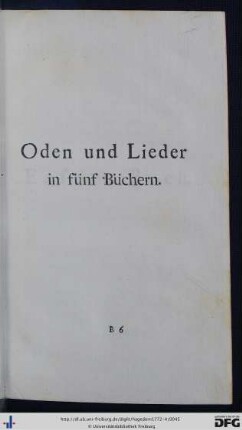 Oden und Lieder in fünf Büchern.