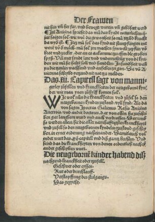 Das .xii. Capitell sagt von mannigerley zufellen und kranckheiten der neugebornen kynder/ wie man ynen zuhylff komen sol.