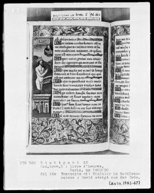 Lateinisches Stundenbuch (Livre d'heures) — David steigt aus der Erde auf, Folio 66verso