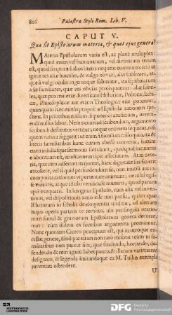 Caput V. Quæ sit Epistolarum materia, & quot ejus genera?