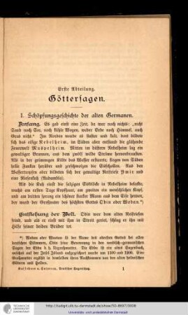 Erste Abtheilung - Göttersagen