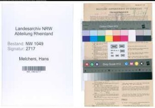Entnazifizierung Hans Melchers , geb. 18.10.1901 (Geschaeftsfuehrer)