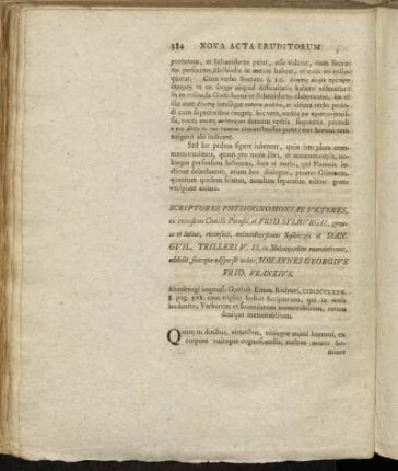Scriptores Physiognomoniae Veteres,...Frid. Sylburgii,..., Dan. Guil. Trilleri V.,..., Iohannes Georgius Frid. Franzius.