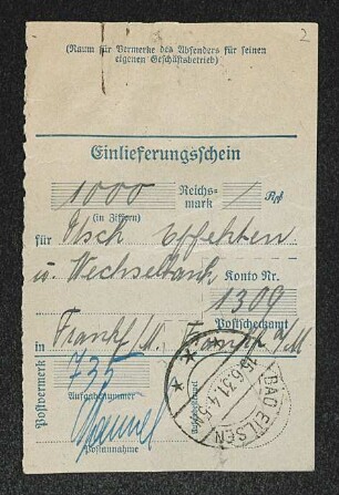 Einlieferungsschein