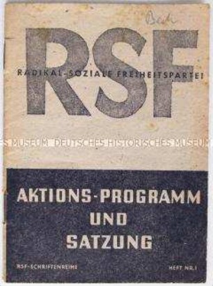 Grundsatzdokument der Radikal-Sozialen Freiheitspartei (RSF)