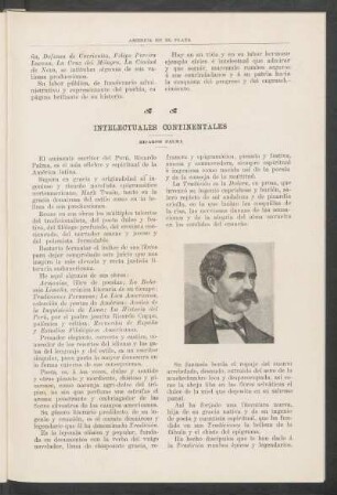 Intelectuales continentales : Ricardo Palma