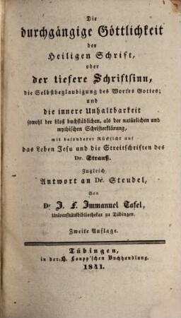 Swedenborg und seine Gegner : Oder Beleuchtung d. Lehren u. Berichte Swedenborg's gegenüber d. Entstellungen u. Angriffen s. Gegner. Zugleich ein Beitr. zur Dogmatik u. Dogmengeschichte, 1