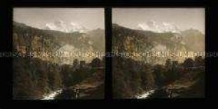 Blick auf Tal und Gebirgslandschaft bei Lauterbrunnen