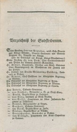 Verzeichniß der Subskribenten.