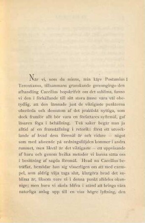 De sublimitate libellus : In patrium sermonem conversus adnotationibusque instructus. I. Comment. acad., quam scripsit et .. defendet Elias Janzon