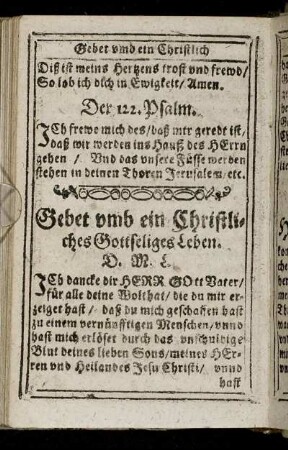 Gebet umb ein Christliches Gottseliges Leben.