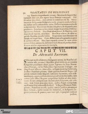 Caput VII. De Advocatiâ Sacrorum.