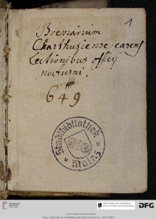 Diurnale de tempore ordinis Carthusiensis