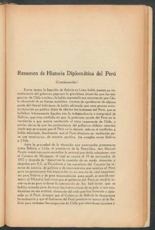Resumen de Historia Diplomática del Perú - (Continuación)