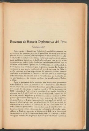 Resumen de Historia Diplomática del Perú - (Continuación)