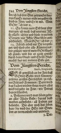 Vom Jüngsten Gericht. - Von der Ewigkeit.