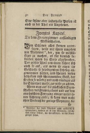 Zweytes Kapitel. Die dem Frauenzimmer anständigen Wissenschaften.