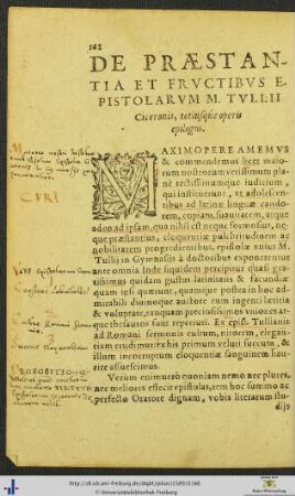 De Præstantia Et Fructibus Epistolarum Marci Tullii Ciceronis totiusque operis epilogus