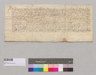 Abt Georg, Prior Michael und der Konvent des Klosters Prüfening nehmen Abt Johannes den Konvent des Klosters in Weltenburg in ihre Gebetsbruderschaft auf. S1: Abt Georg, S2: Konvent des Klosters in Prüfening