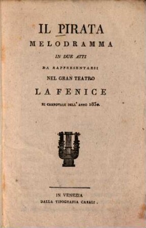 Il pirata : Melodramma in 2 atti