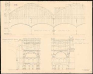 Hauptbahnhof, Frankfurt/Main Empfangsgebäude: Schnitte: Einfahrtshalle, mittlere und südliche Halle 1:200