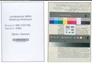 Entnazifizierung Heinrich Zieren , geb. 08.07.1904 (Regierungsinspektor)