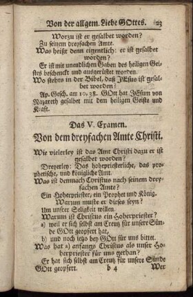 Das V. Examen. Von dem dreyfachen Amte Christi