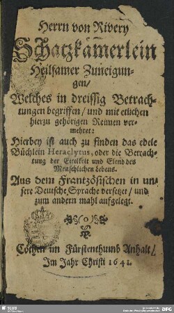 Schatzkämmerlein heilsamer Zuneigungen