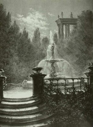 Gartenpartie mit Brunnen
