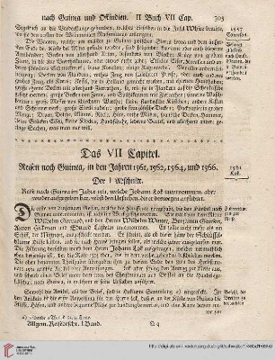 Das VII Kapitel: Reisen nach Guinea, in den Jahren 1561, 1562, 1564, und 1566