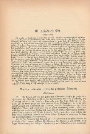 III. Friedrich List. (1789-1846)