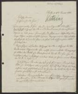 Brief von Friedrich Traugott Kützing an Unbekannt