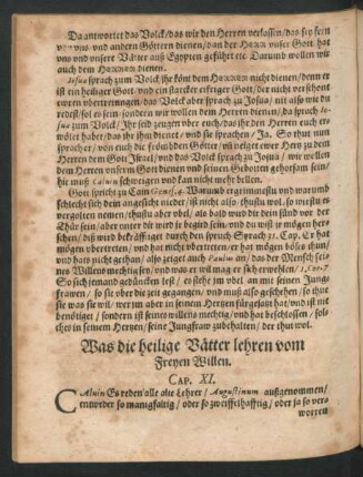 Was die heilige Vätter lehren vom Freyen Willen. Cap. XI.