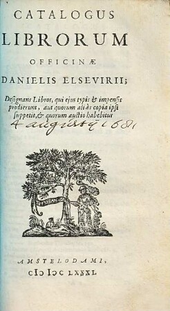 Catalogus Librorum Officinae Danielis Elsevirii