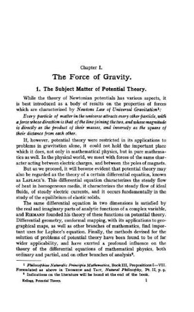 1. The Subject Matter of Potential Theory.