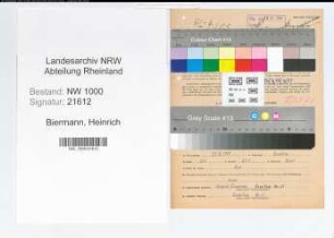 Entnazifizierung Heinrich Biermann, geb. 25.12.1904 (Arbeiter)