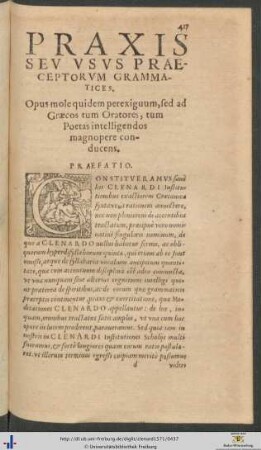 Praxis Seu Usus Praeceptorum Grammatices