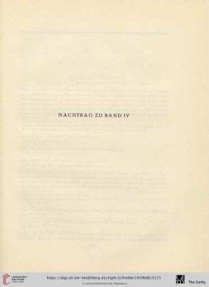 Nachtrag zu Band IV