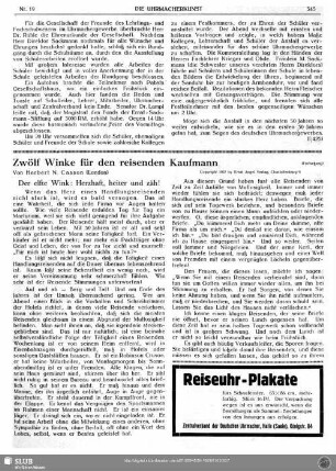 Zwölf Winke für den reisenden Kaufmann (Fortsetzung)