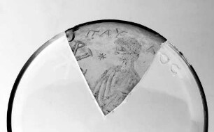 Schliffglasfragment mit Darstellung des jugendlichen Apostels Paulus