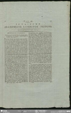 Jenaische Allgemeine Literatur-Zeitung, Nr. 48, vom 25.02.1804, Jena