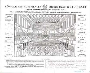 Fischer, Theodor; Heilbronn; Stadt-Theater - Bestuhlungsplan mit Bezeichnung der nummerierten Plätze