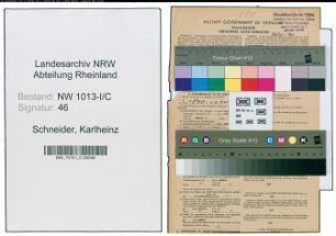 Entnazifizierung Karlheinz Schneider , geb. 02.08.1920 ()