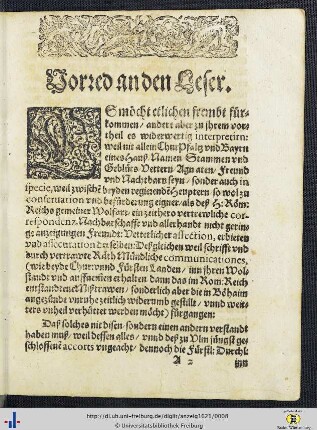 Vorred an den Leser.