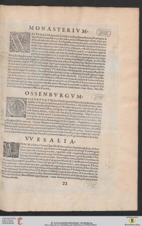 Monasterium (Münster) / Osnabrugum (Osnabrück), Wesalia inferior (Wesel)