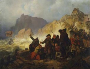Schiffbrüchige an der normannischen Küste