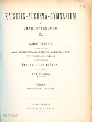 Jahresbericht : Ostern ... 1877/78 = 9