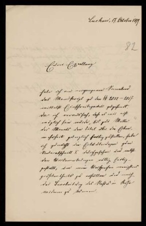82: Brief von Friedrich Ritgen an Gottlieb Planck, Luckau (Landkreis Dahme-Spreewald), 17.10.1899